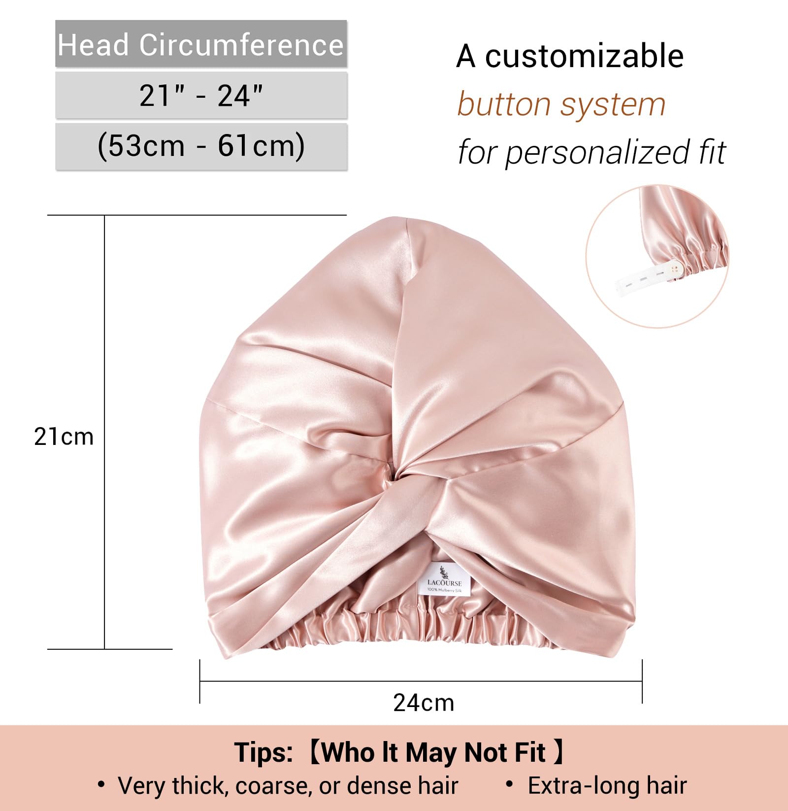 LaCourse matching silk scrunchie included, preserves ponytails without creases