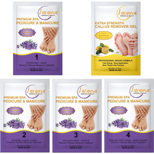 Lacqura Epsom salt soak in bowl relaxing feet and softening skin