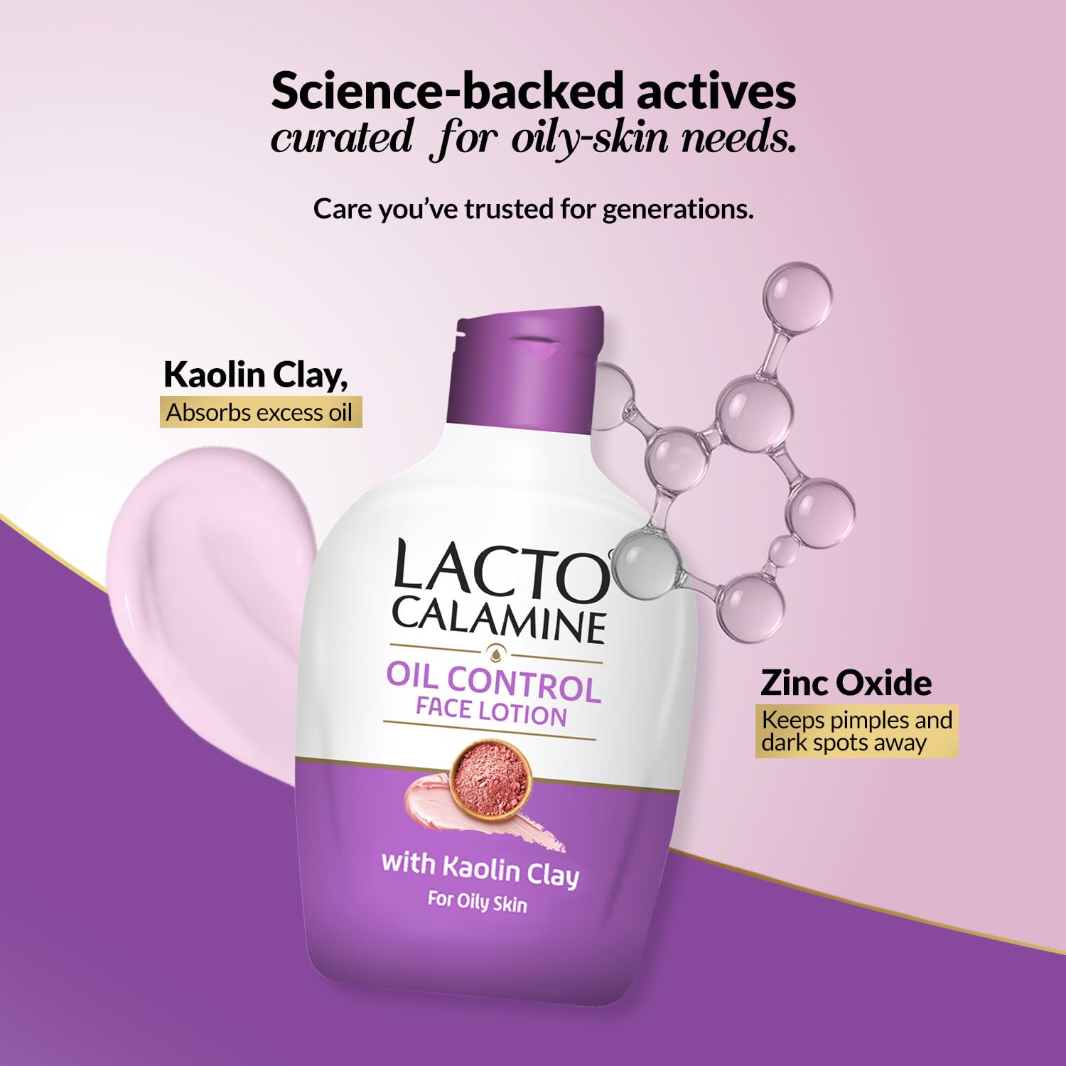Lacto Calamine applied on hand to show spreadability and matte finish