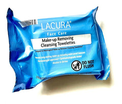 Lacura pack front view showing resealable pouch and 25-count convenience