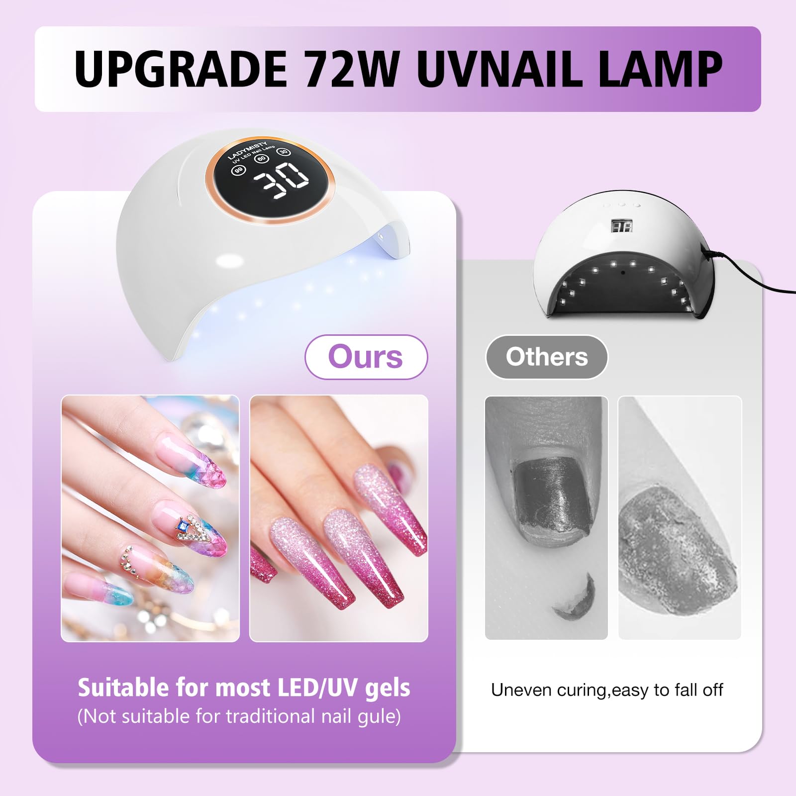 LadyMisty in-use with hand under lamp demonstrating fast curing