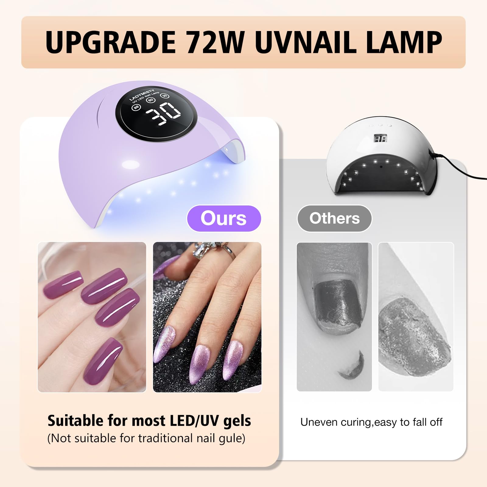 LadyMisty hand placed inside lamp demonstrating auto sensor and convenience benefit