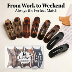 Lahnie flat clip lying flush against head illustrating no-crease, all-day comfort