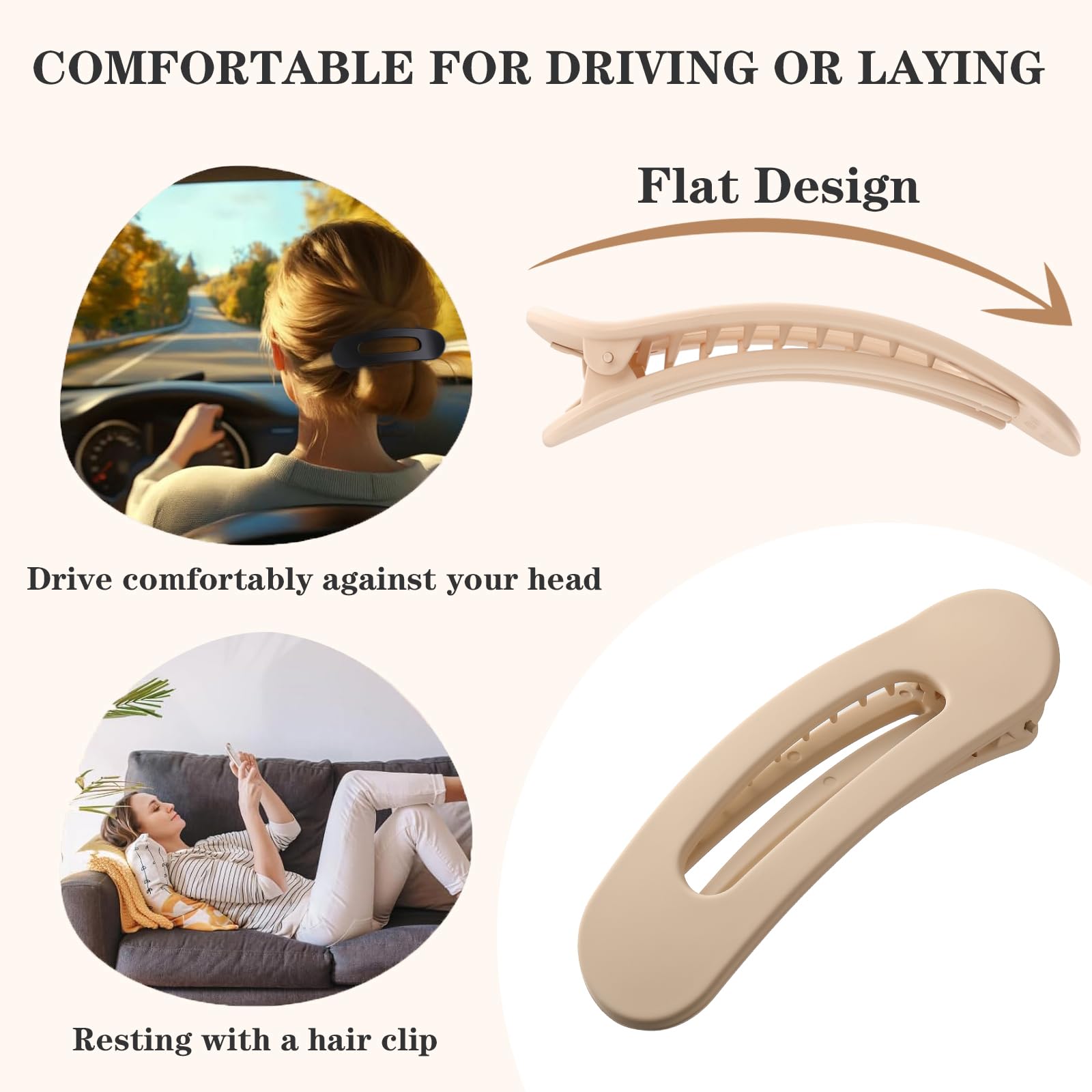Lahnie clip worn in a half-up style offering comfortable crease-free hold