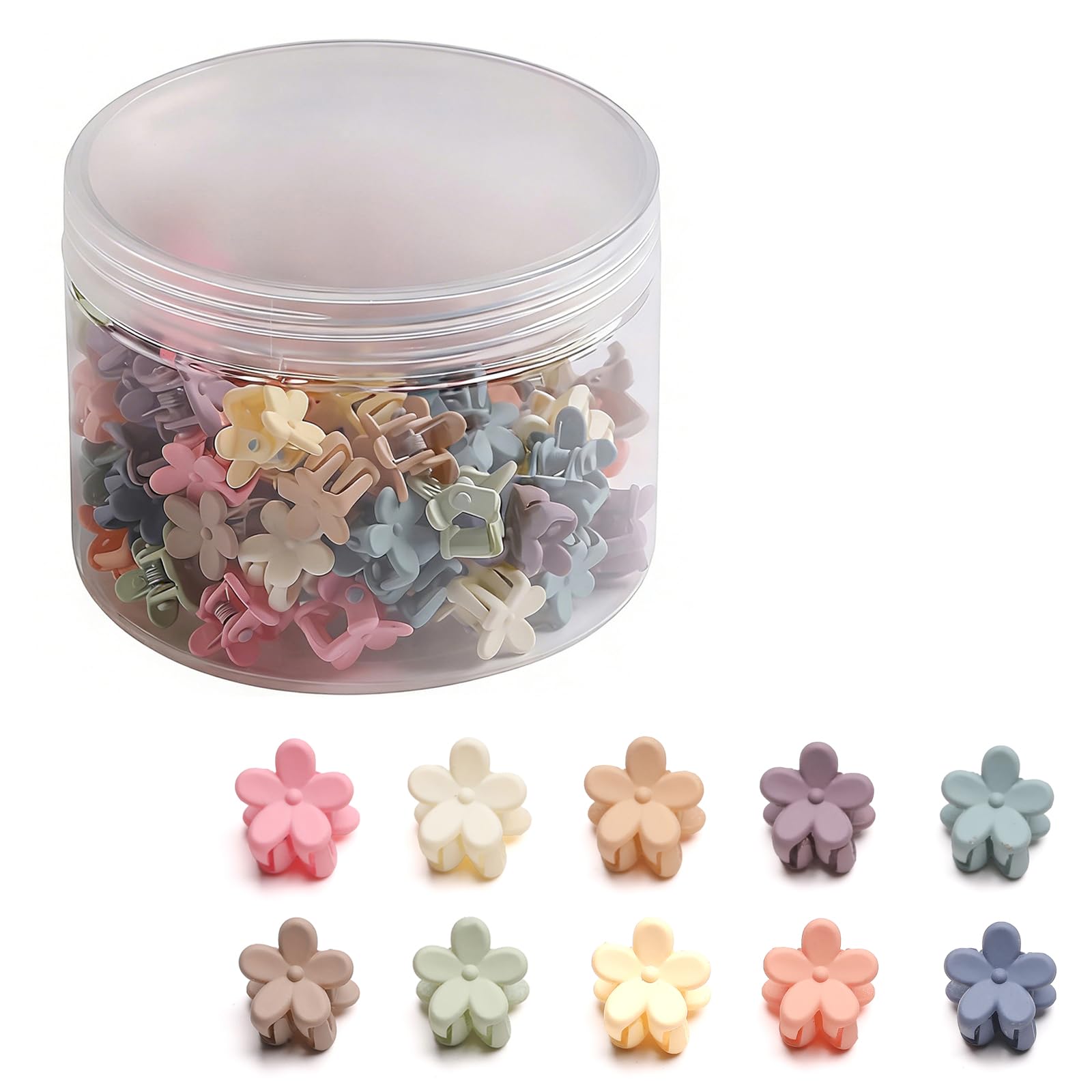 Lahnie front packaging showing 100 mini flower clips and colorful variety