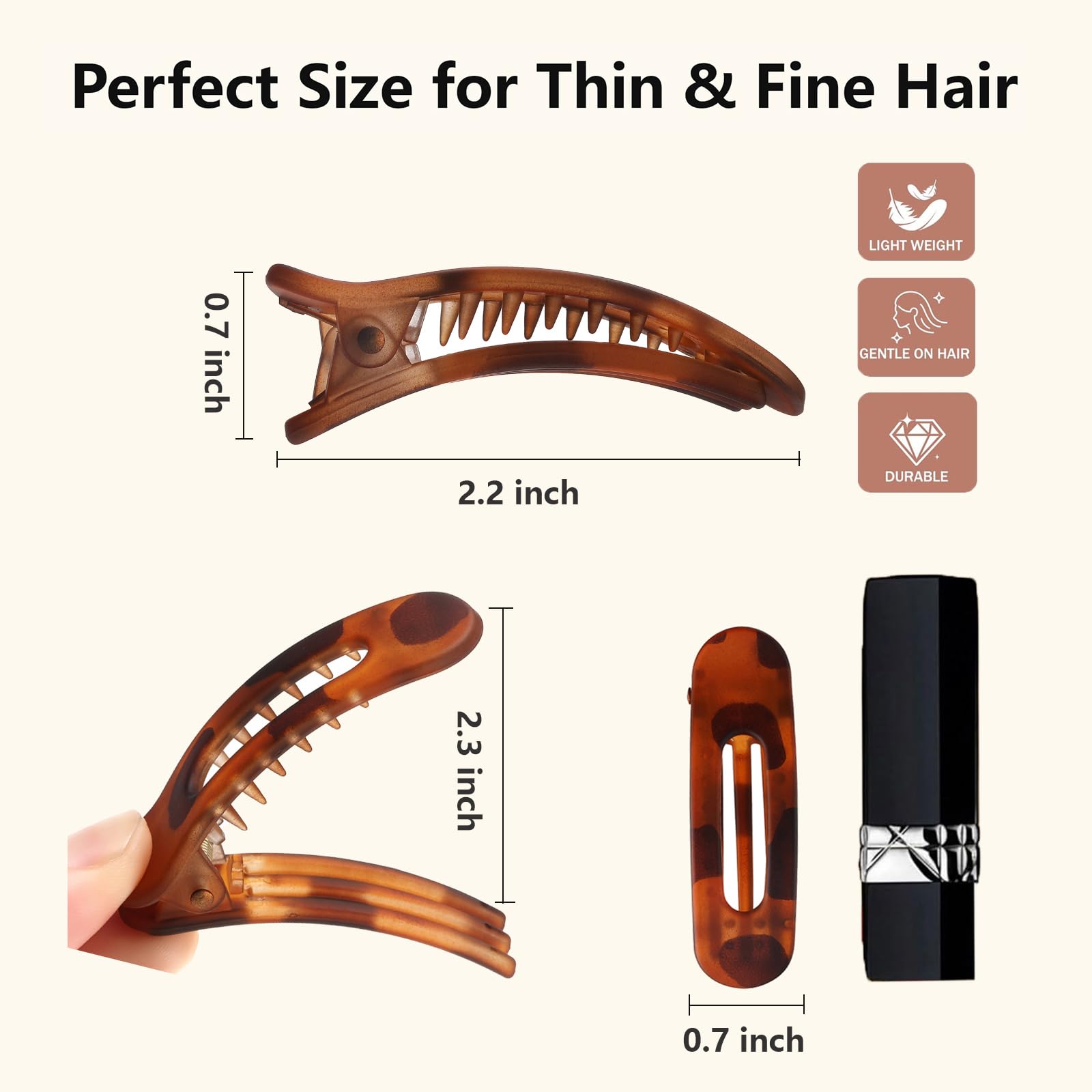 Lahnie side profile of black clip open, easy one-hand use benefit
