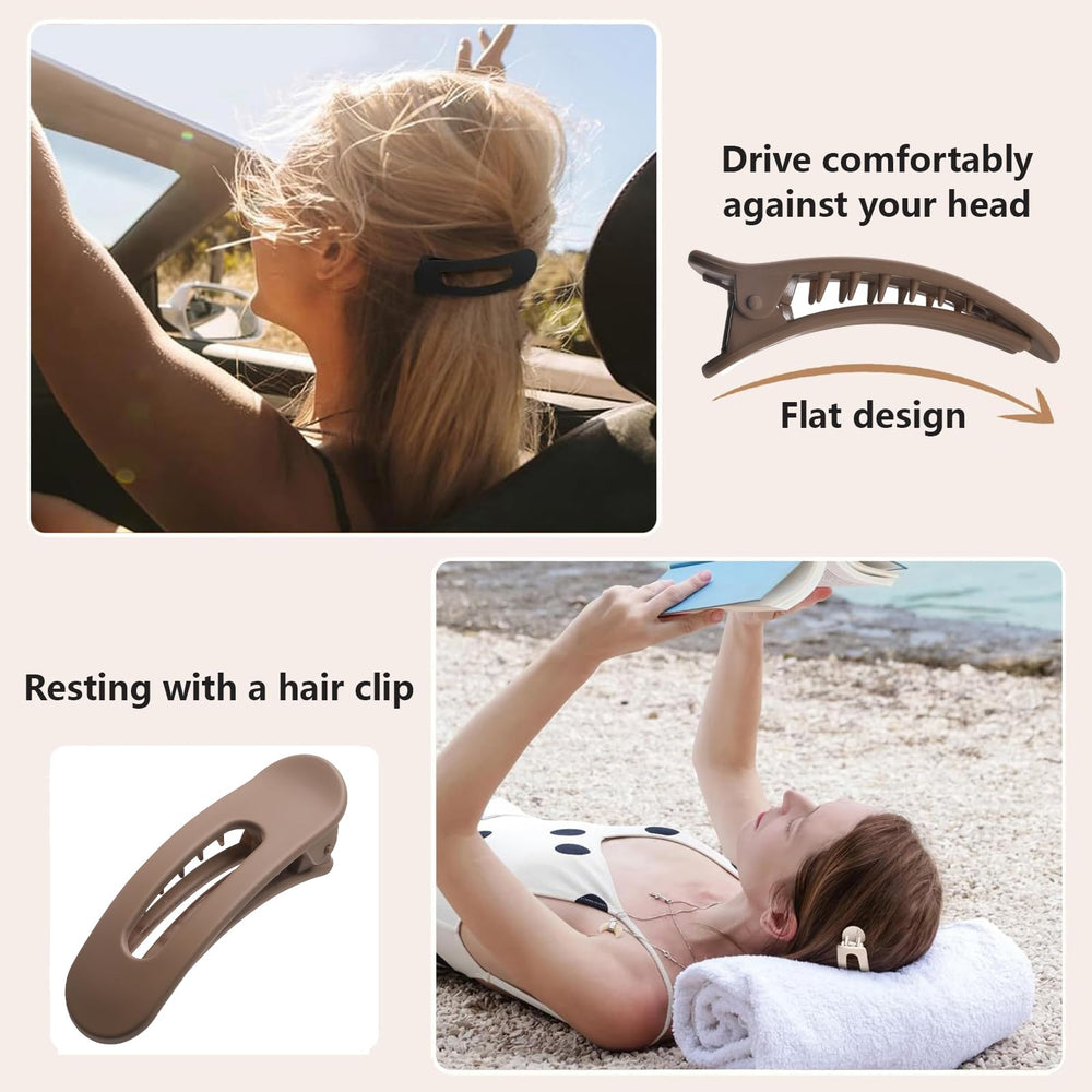 Lahnie side profile of a clip lying flat for all-day comfort and no pressure