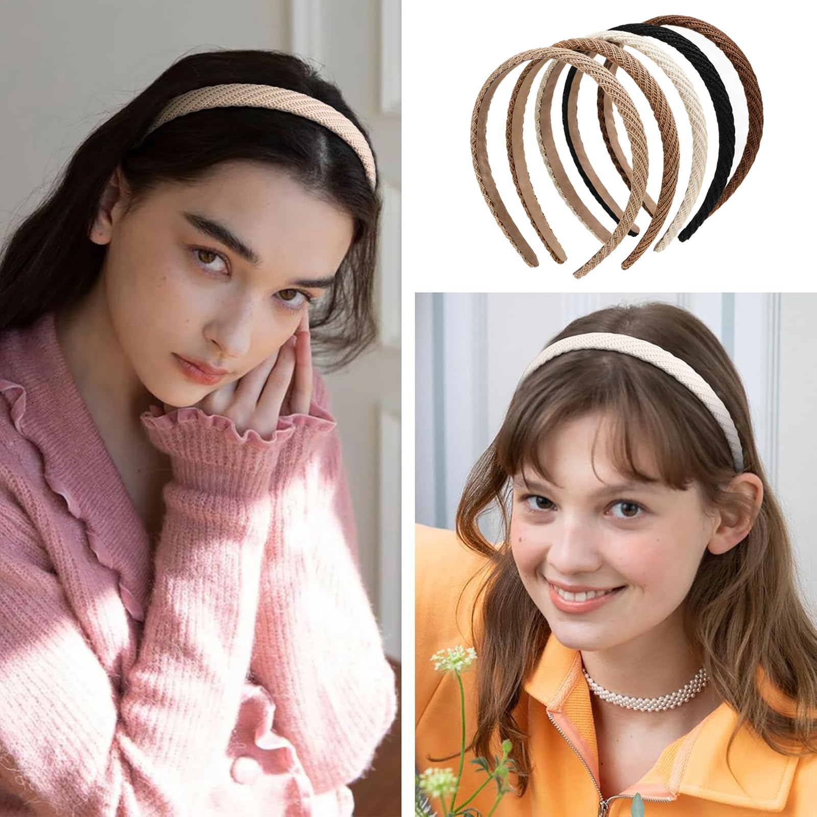 Lahnie headband beside a coin to show slim 0.6 inch width for comfortable pressure distribution