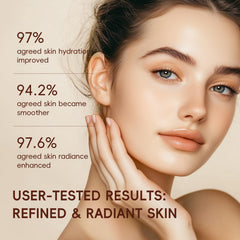 LAIKOU glow serum dropper and texture illustrating concentrated radiance boost