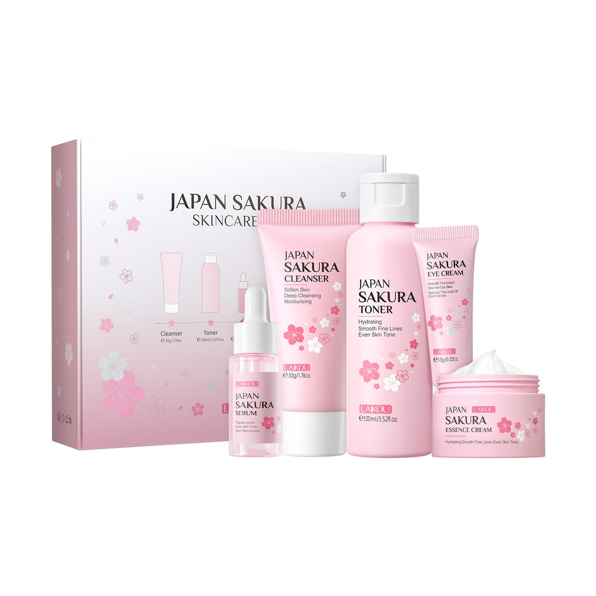 LAIKOU front packaging showing full Sakura travel kit and neat presentation