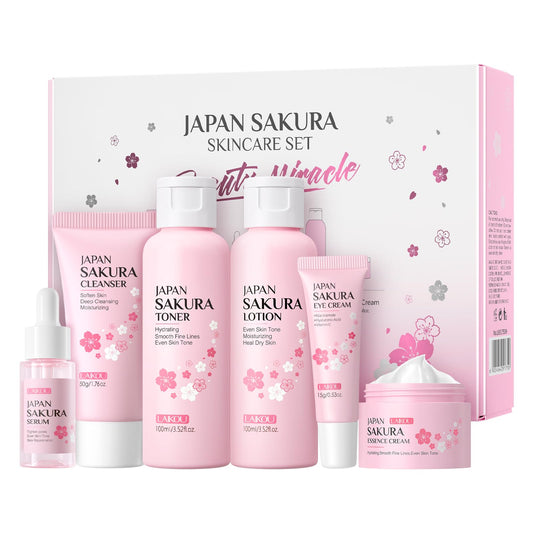 LAIKOU front packaging of sakura travel set showing all six items for easy routine