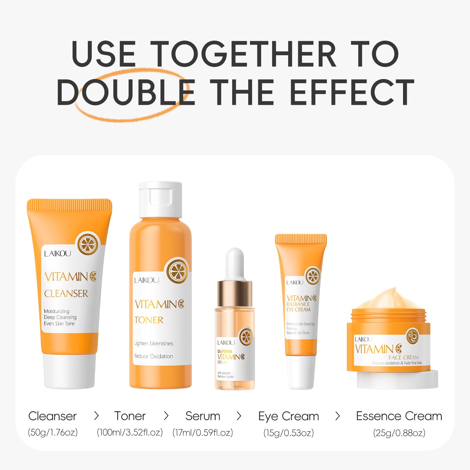 LAIKOU serum pipette dispensing vitamin C serum showing concentrated brightening effect