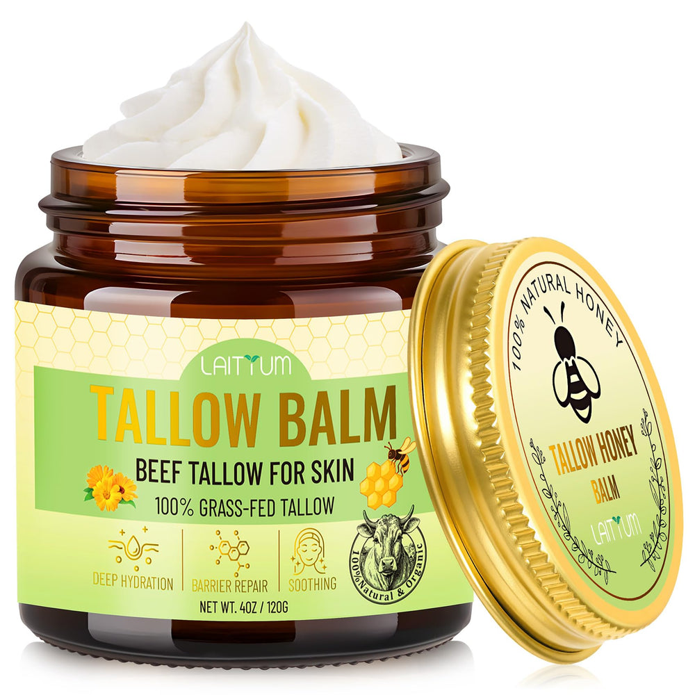 LAITYUM label close-up highlighting ingredient list and organic tallow focus