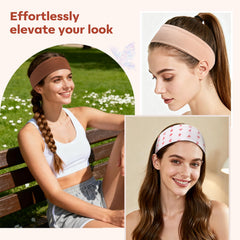 Lajou headband on short hair model demonstrates secure non-slip fit and style