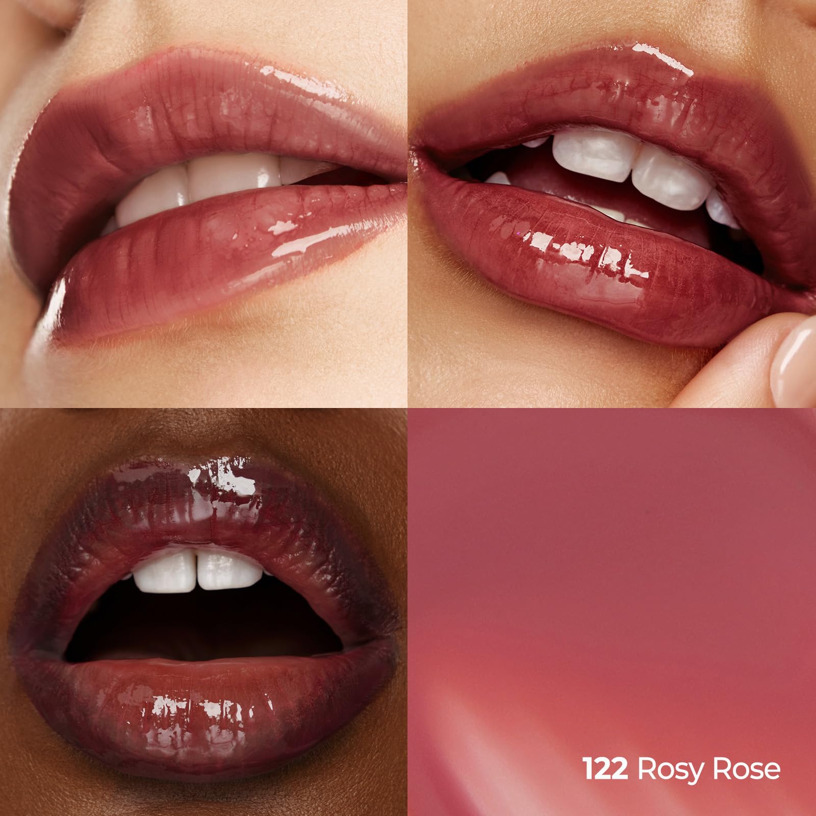 Laka swatch on hand demonstrating buildable rosyrose color payoff