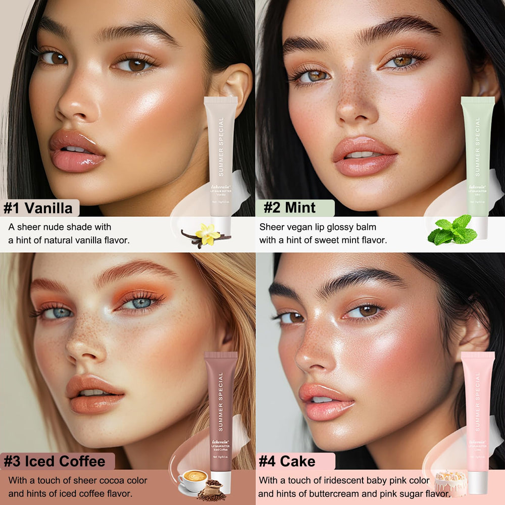 Lakerain balm applied on lips showing glossy natural finish and visible softness benefit