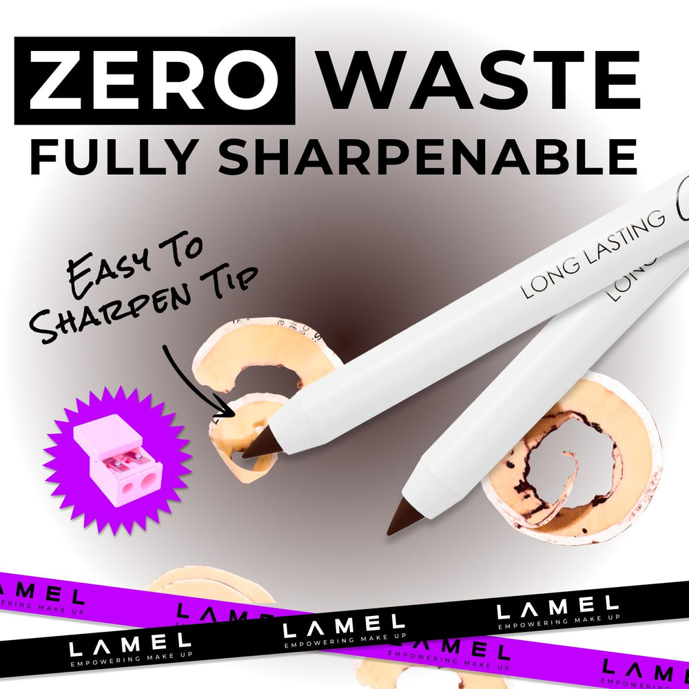Lamel pencil in use applying eyeliner for smudge-proof definition