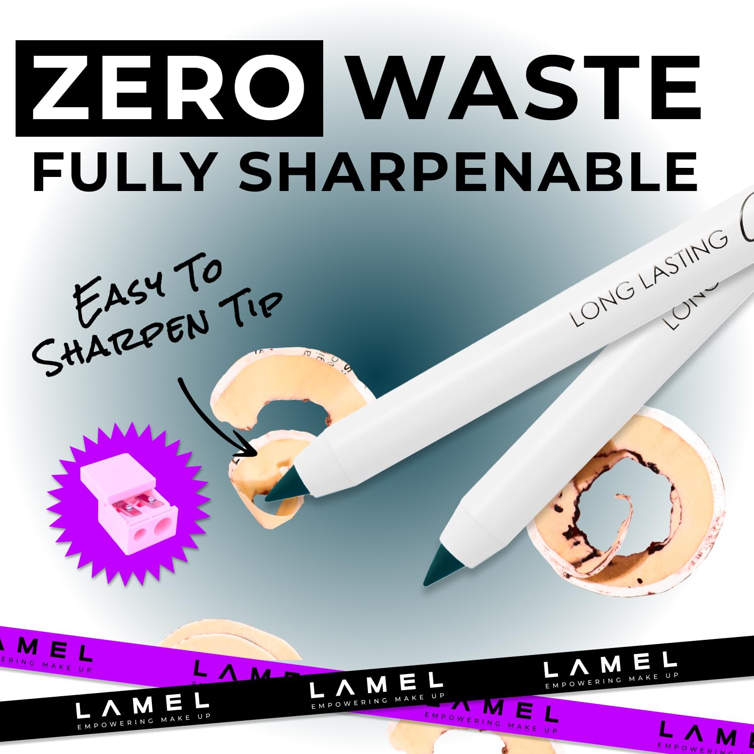 Hand holding Lamel Lagoon pencil to show scale and ease of on-the-go touch-ups