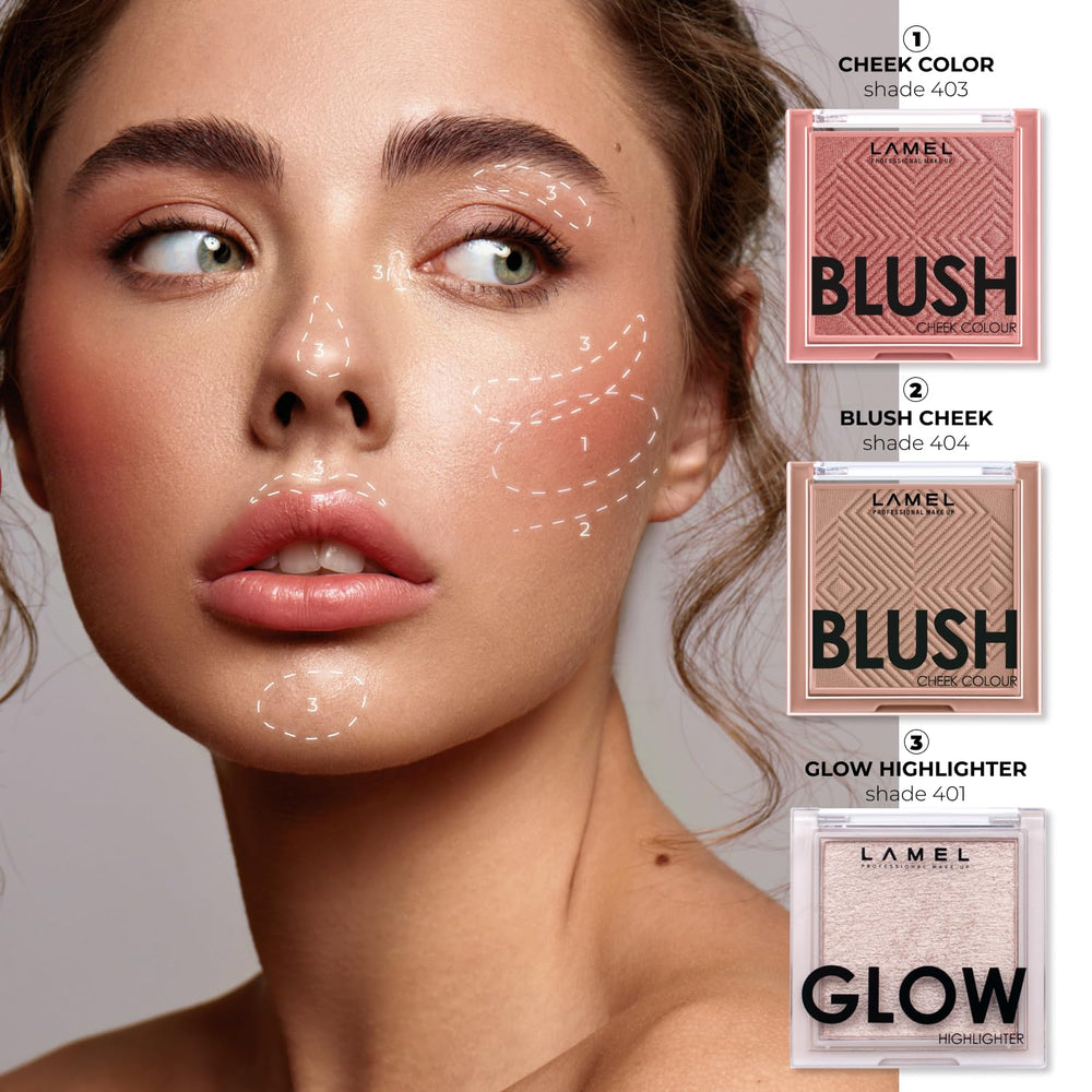 Application of Lamel taupe on cheek showing natural matte finish