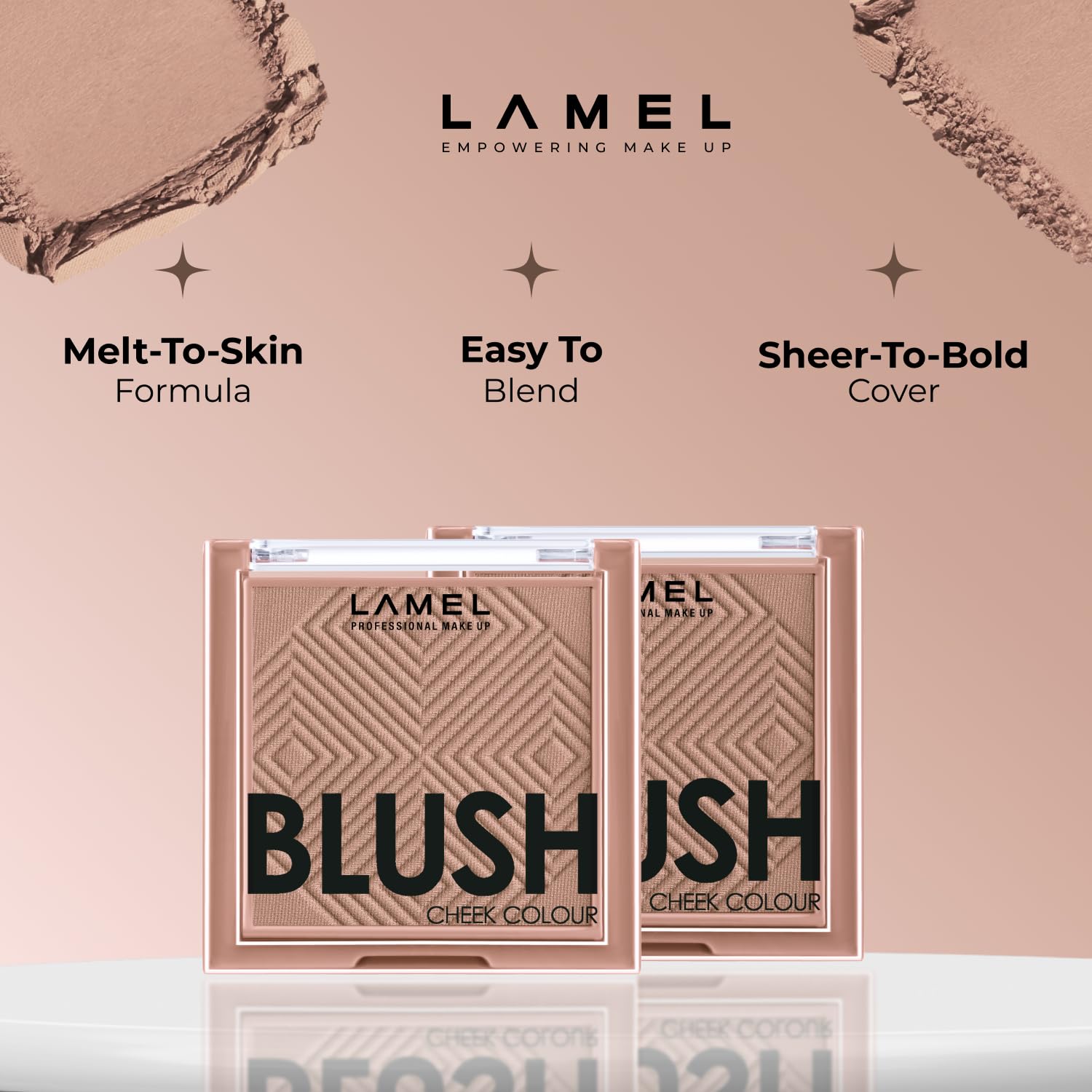 Swatch of Lamel taupe on forearm demonstrating blendable pigment payoff