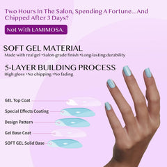 LAMIMOSA worn nails while typing, demonstrating practical daily durability