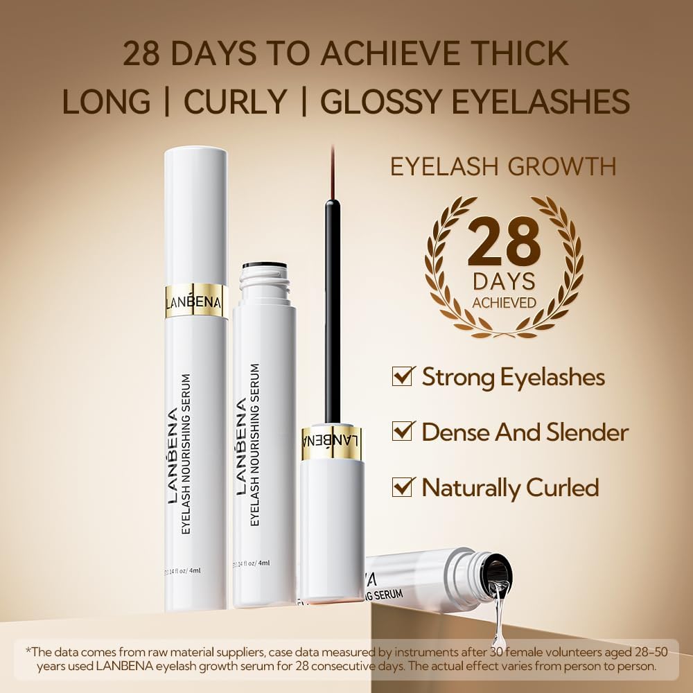 LANBENA before and after lashes showing visible length benefit