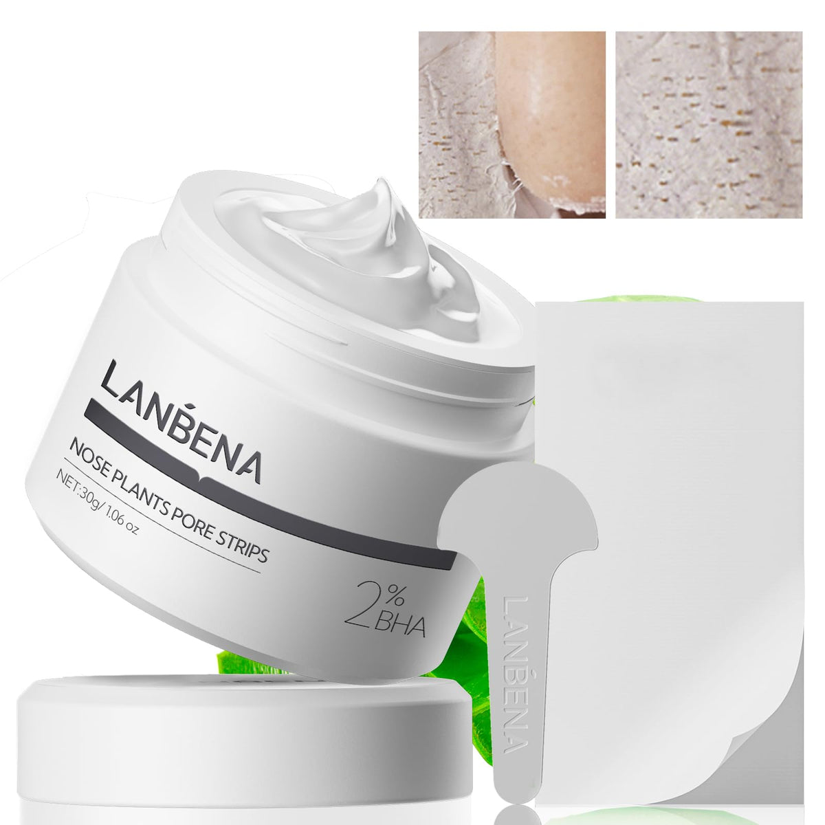 LANBENA front packaging showing 60 strips and brush, clear product benefit