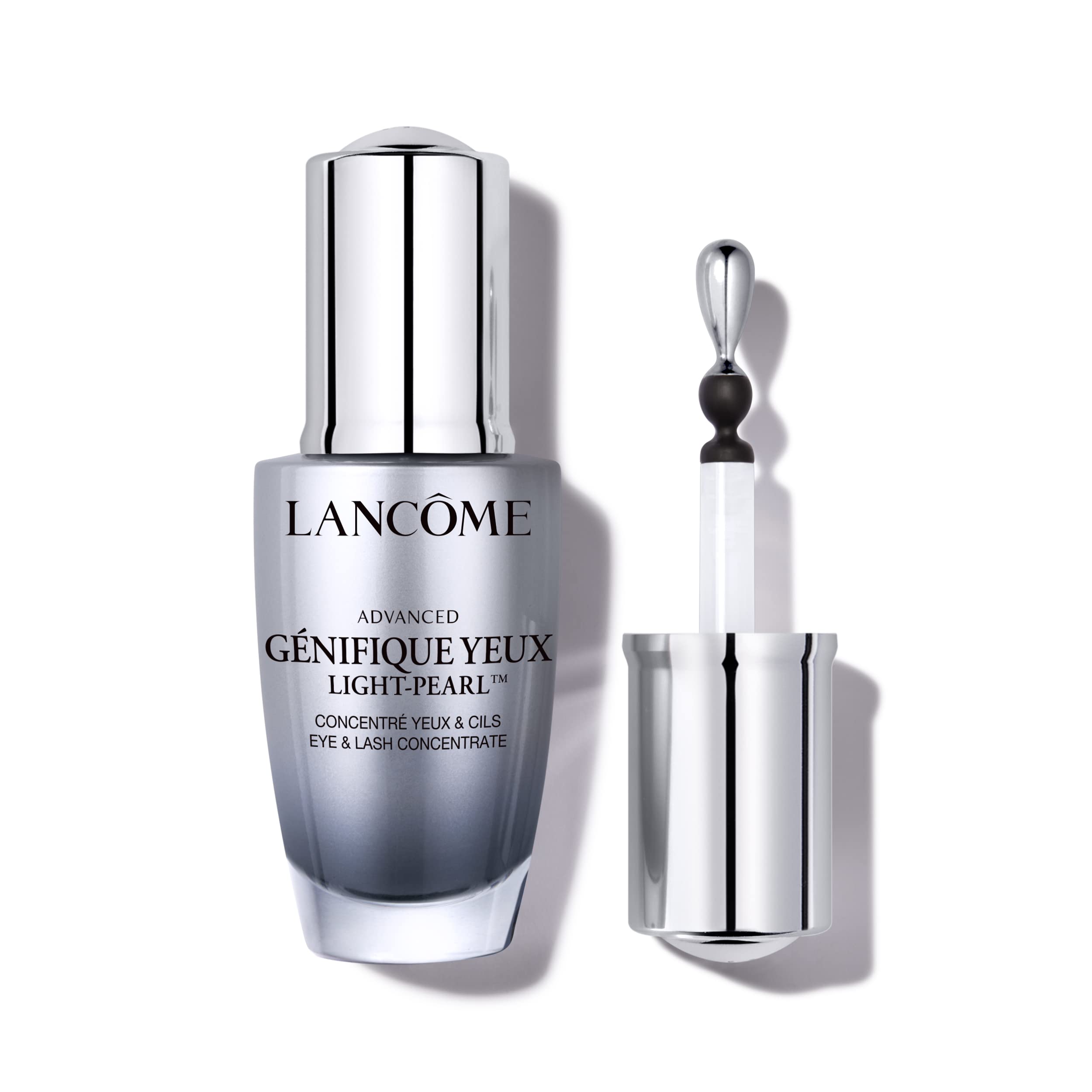 Lancôme front packaging showing bottle and box, highlights compact travel size