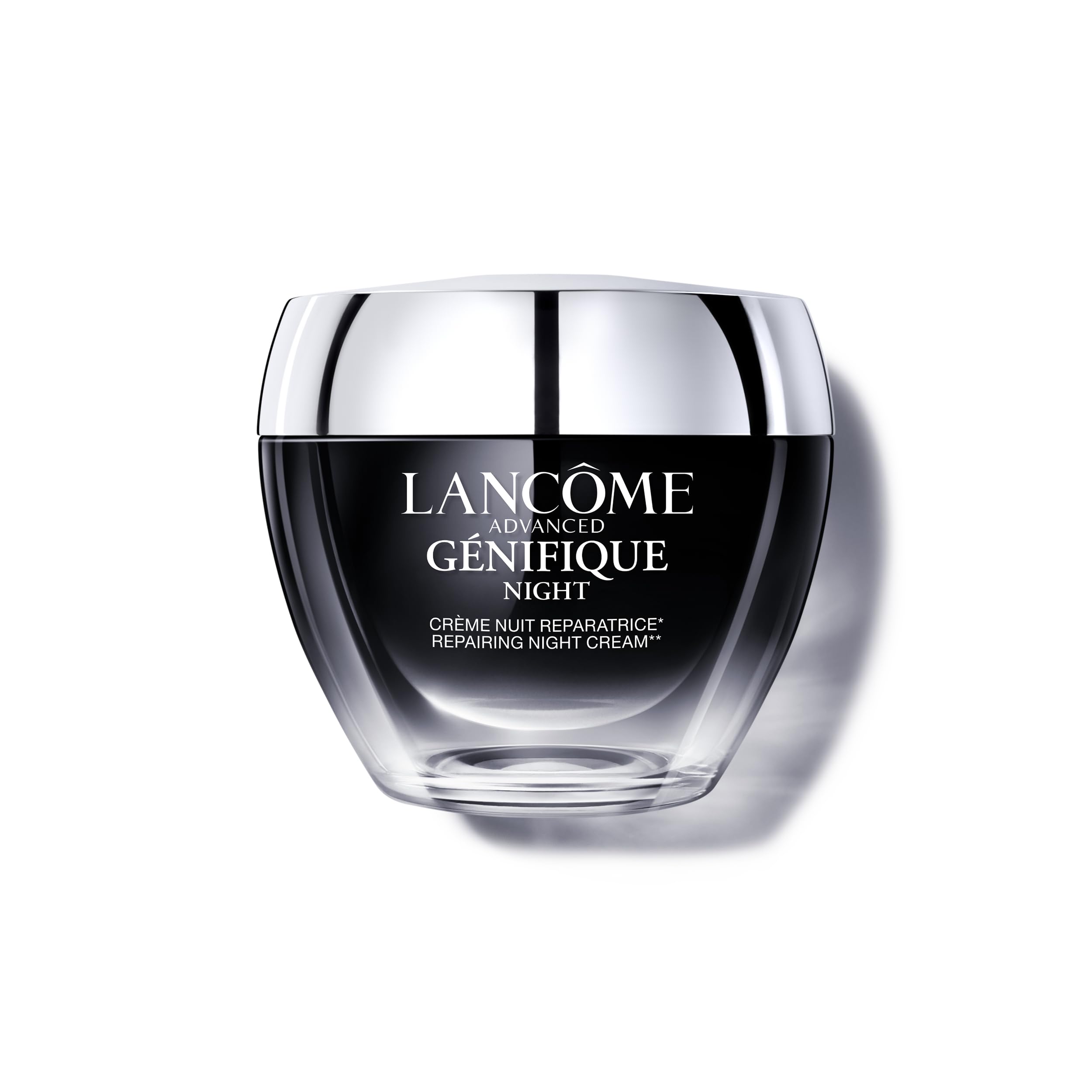 Lancôme front jar showing label and size, conveys premium repair benefits