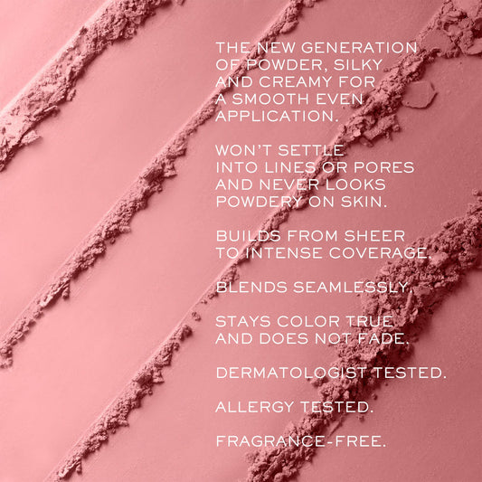 Lancôme close-up of silky powder texture highlighting fine-milled blendability