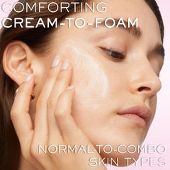 Lancôme creamy cleanser texture close-up highlighting rich moisturizing feel