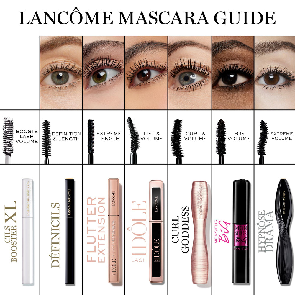 Lancôme lifestyle model wearing fanned-out lashes for dramatic, long-lasting eye definition