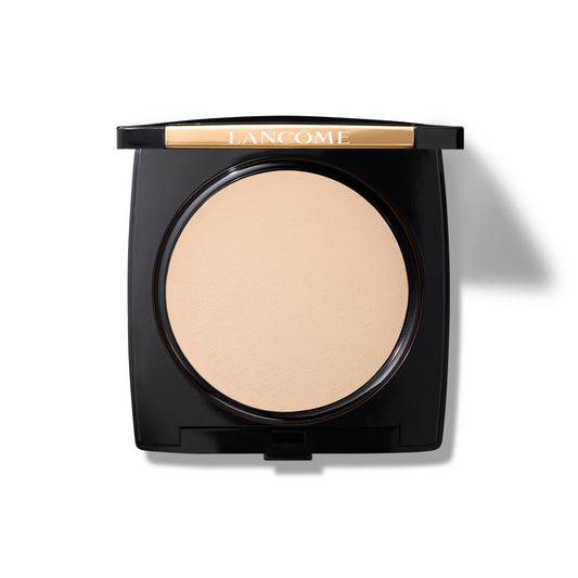 Lancôme compact front view showing elegant case and brand for easy storage