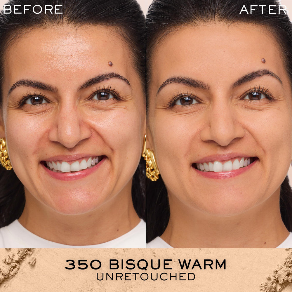 Lancôme pressed powder detail highlighting creamy surface for buildable coverage benefit