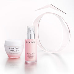 Lancôme Hydra Zen on bathroom counter next to towel, suggesting calming daily skincare ritual