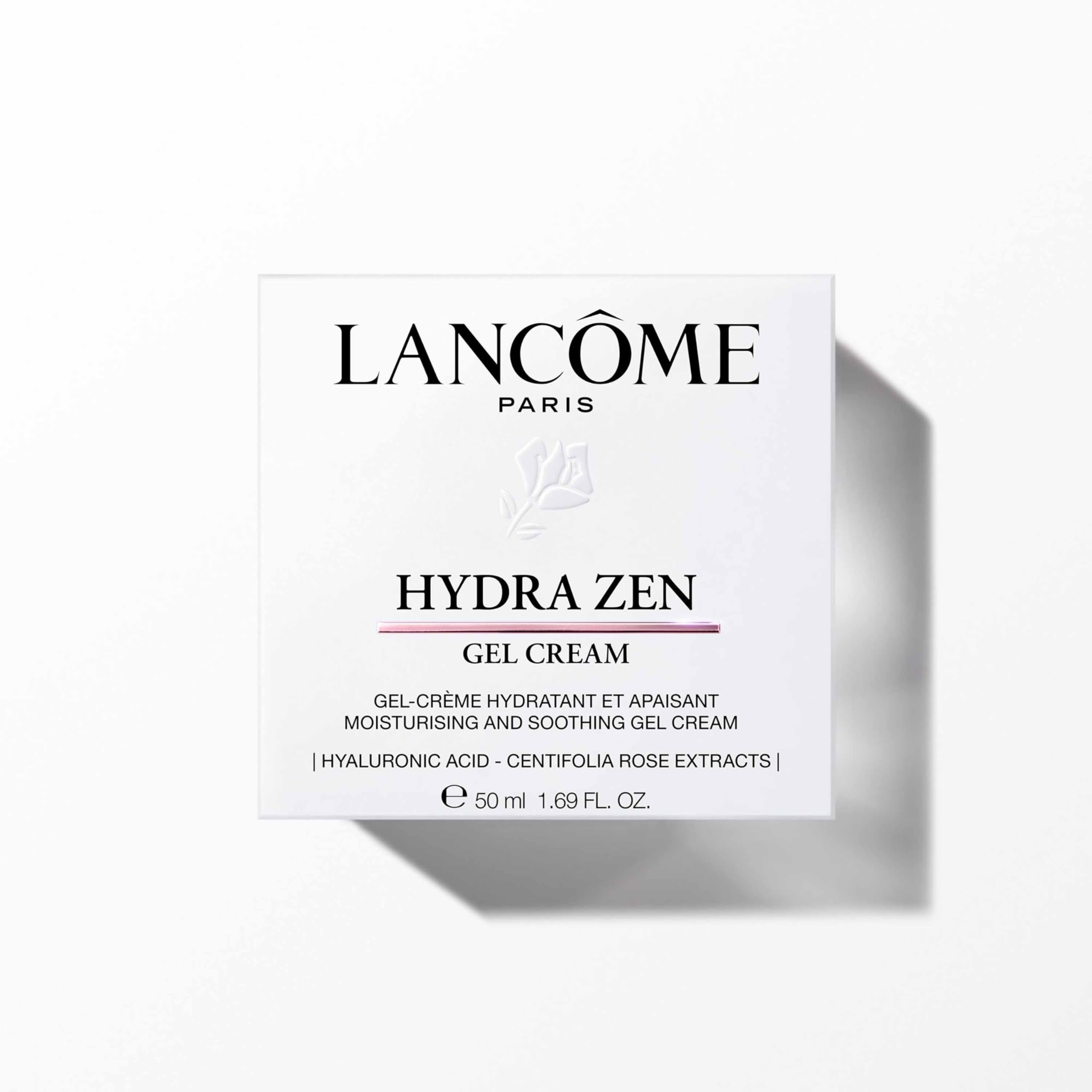 Lancôme Hydra Zen open jar close-up of gel-cream texture, illustrating lightweight hydration