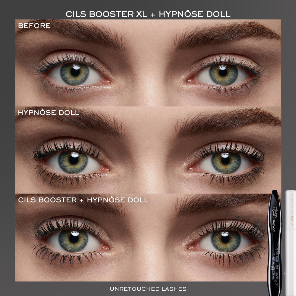 Lancôme Hypnôse applied on model showing wide-eye volumizing result