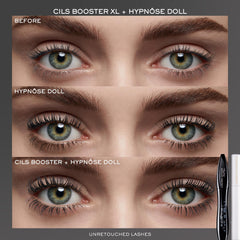 Lancôme Hypnôse applied on model showing wide-eye volumizing result