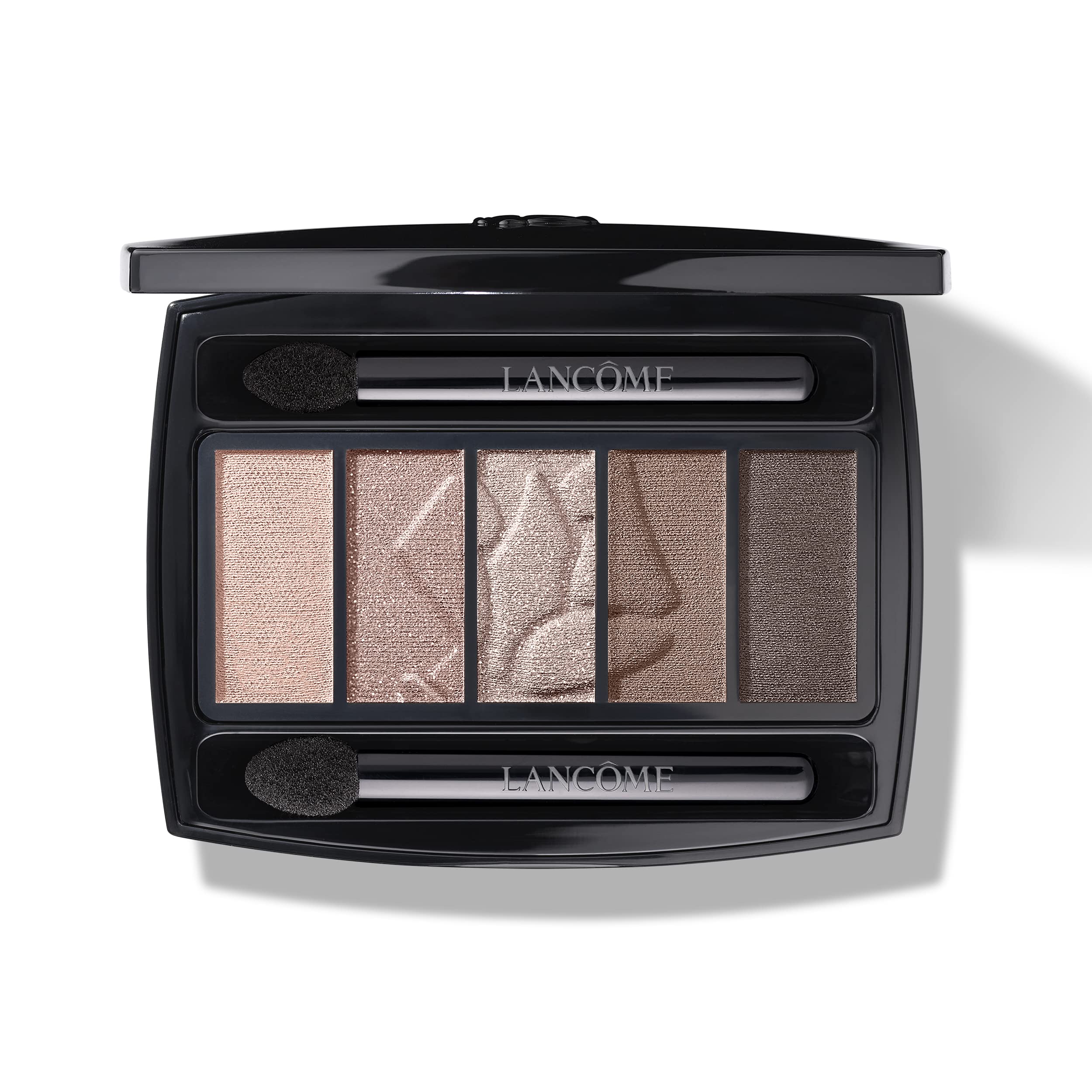 Lancôme Hypnôse palette front packaging showing five shades and mirror for easy portability and versatility