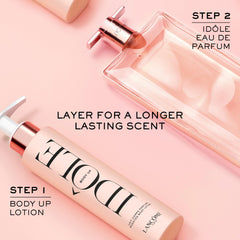 Lancôme Idôle Body Up on bathroom shelf showing daily routine integration benefit