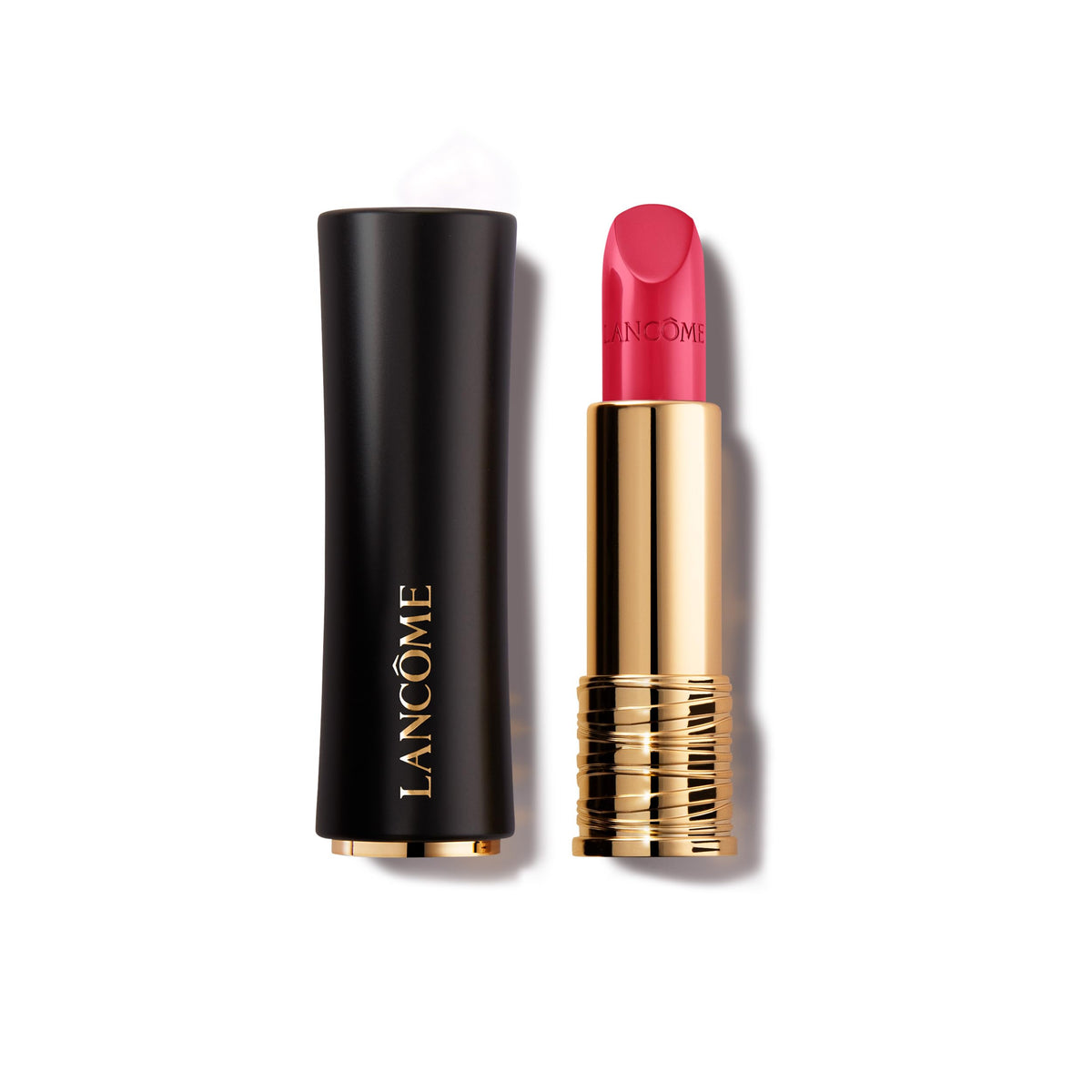 Lancôme L'Absolu Rouge front shot showing shade and sleek case for elegant presentation.