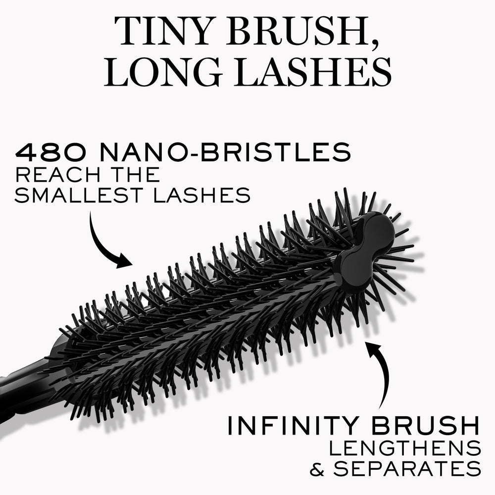 Lancôme mascara texture swirl highlighting airy wax-in-water formula benefit