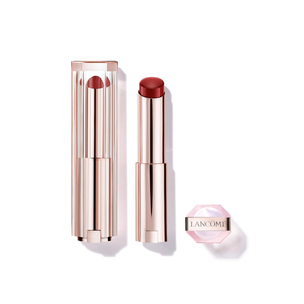 Lancôme front packaging of Lip Idôle Butterglow showing shade and glossy finish benefits