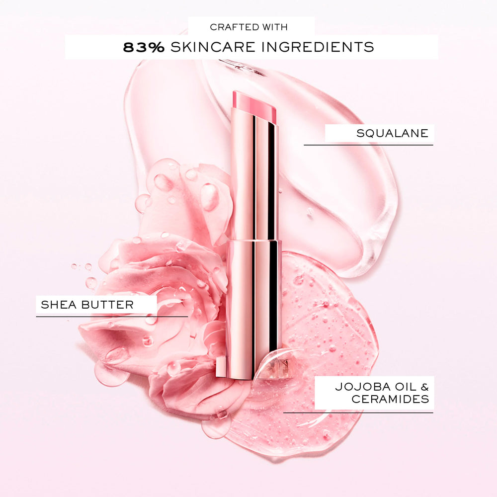 Lancôme lip idôle swatch on forearm showing buildable rosy nude color payoff benefit