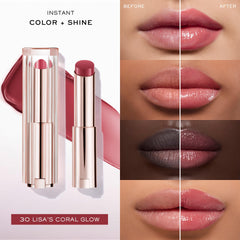 Lancôme Lip Idôle texture swipe demonstrating buttery finish and smoothness benefit