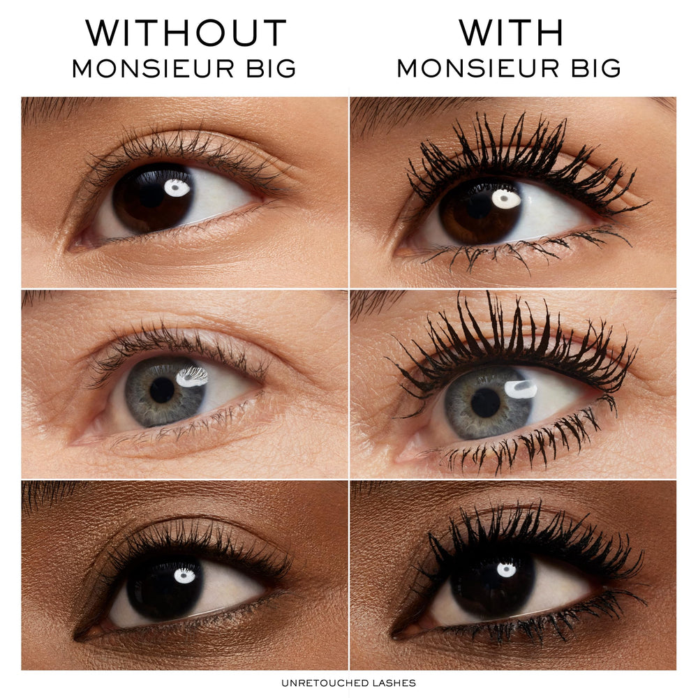 Lancôme open tube angled to reveal full oversized brush for buildable lashes