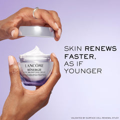 Lancôme pump next to jar illustrating controlled product dispensing benefit