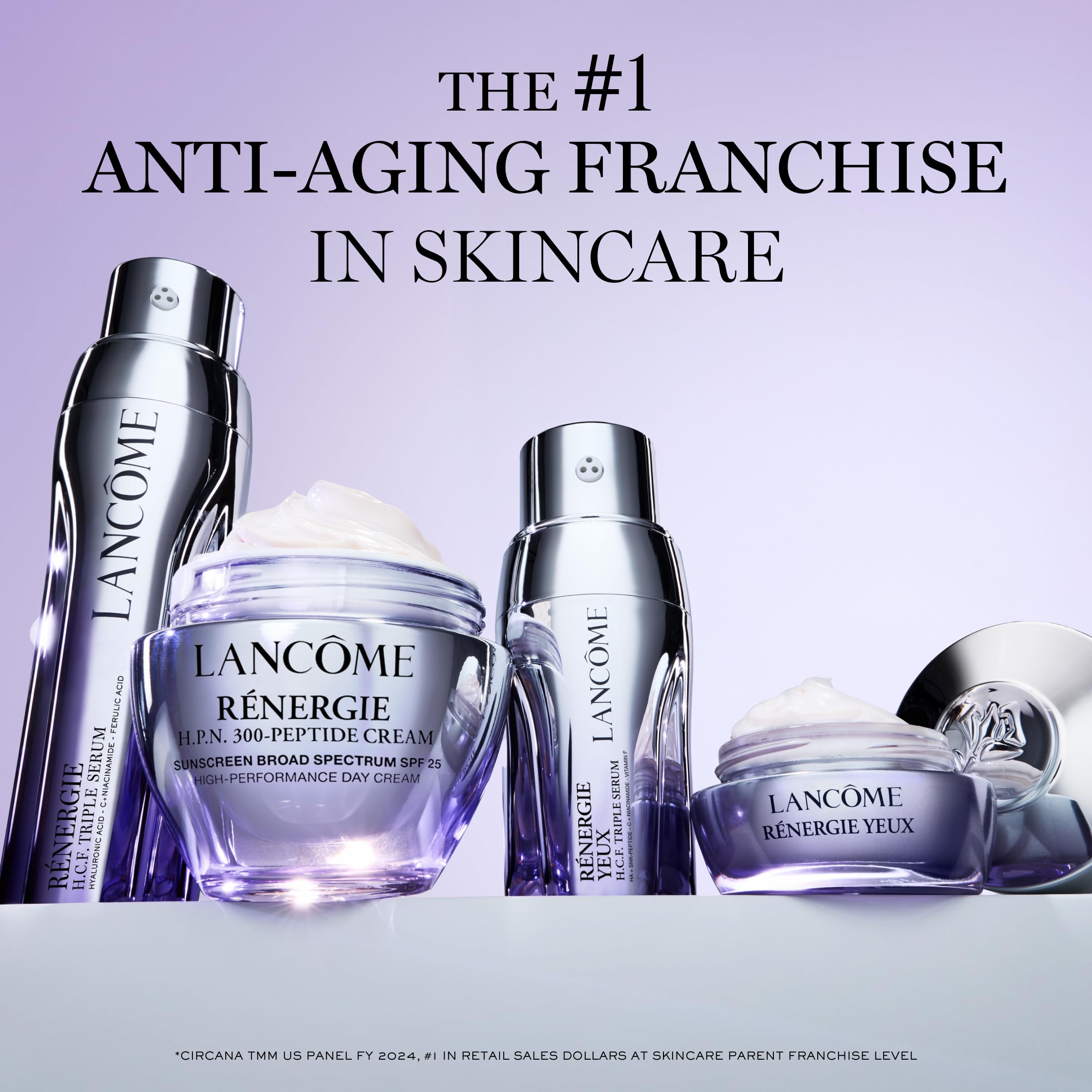 Lancôme lifestyle on bathroom counter showing elegant daily use benefit
