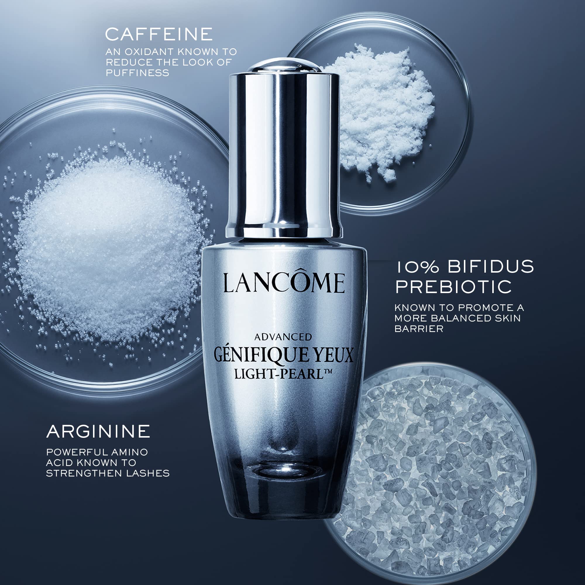 Lancôme serum texture on skin droplet illustrating lightweight hydrating finish