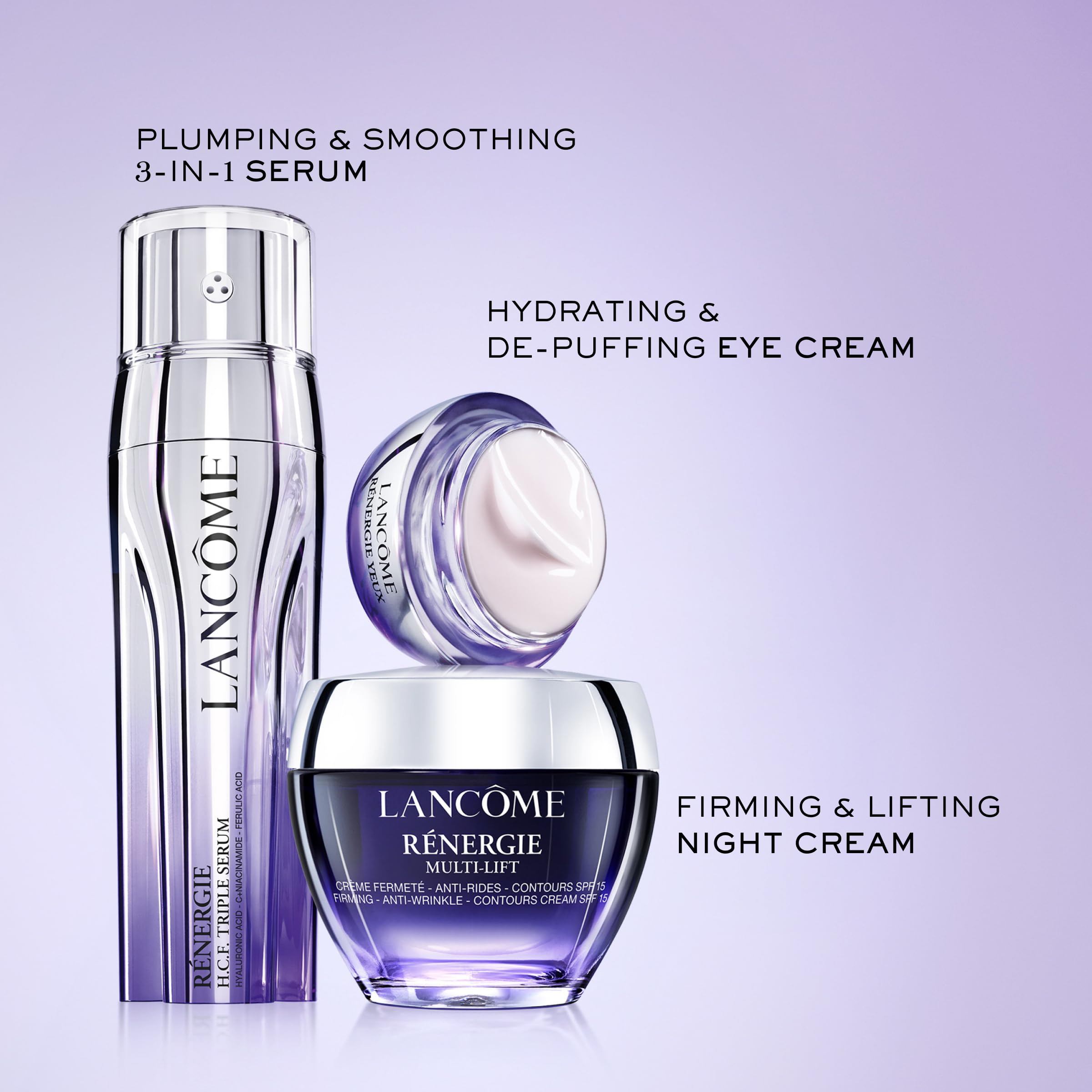 Lancôme 2.5 fl oz jar next to common items showing accurate size and travel convenience